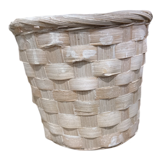 6” Pot Cover Basket Whitewashed (round)